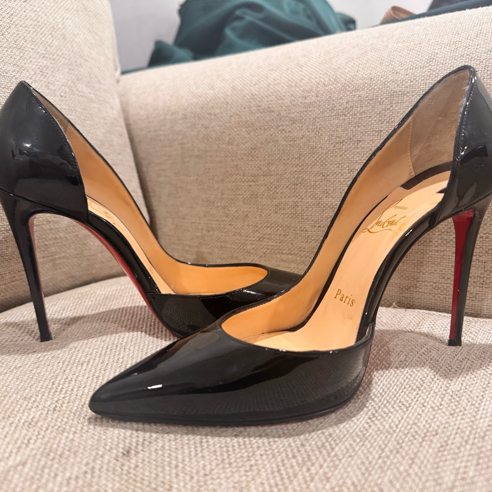 Christian Louboutin- IRIZA Glossy Black Heels with Red Soles